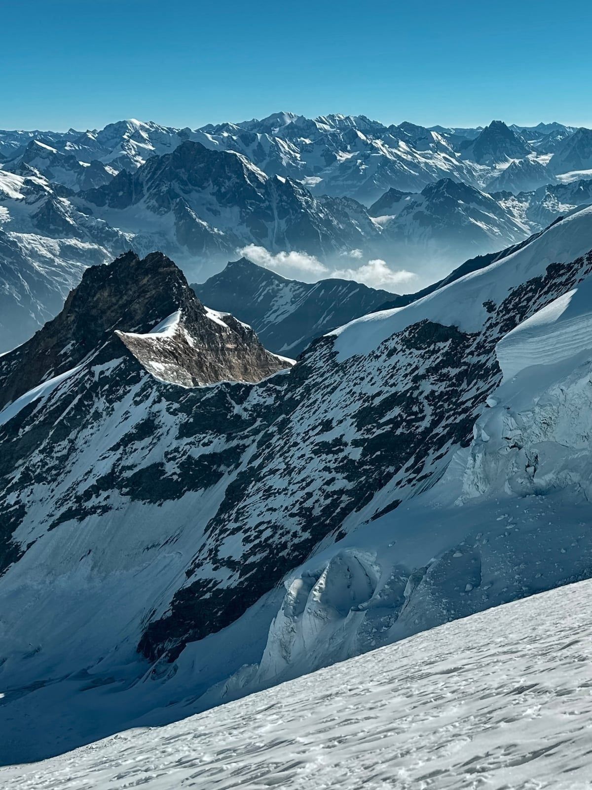 Base camp setup with mountain views